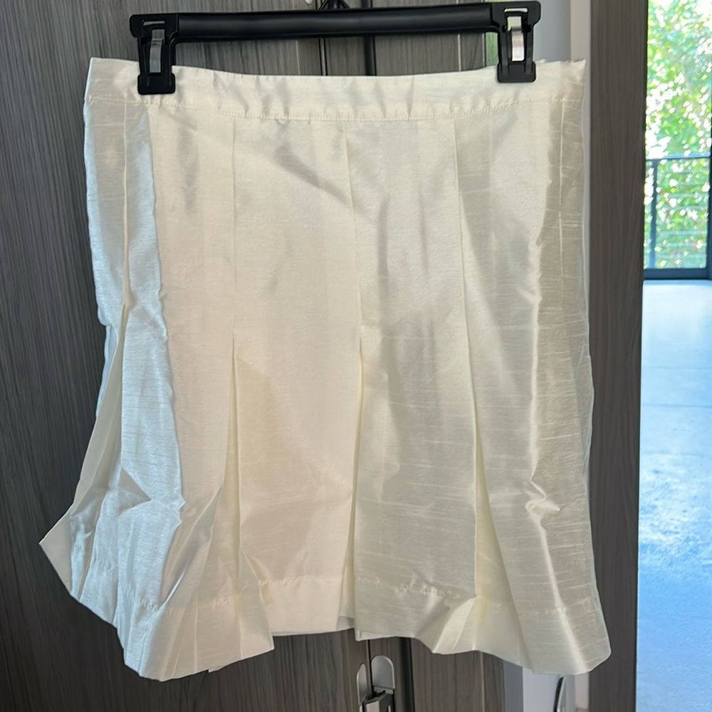 $128 ANTHROPOLOGIE Maeve taffeta mini skirt ivory 4 - Picture 3 of 11